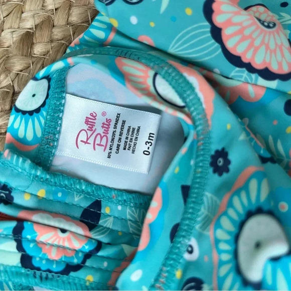 Ruffle Butts Toddler Girls Swimsuit Size 0-3 Months 1 Pc Rashguard Island Dream - Picture 3 of 5